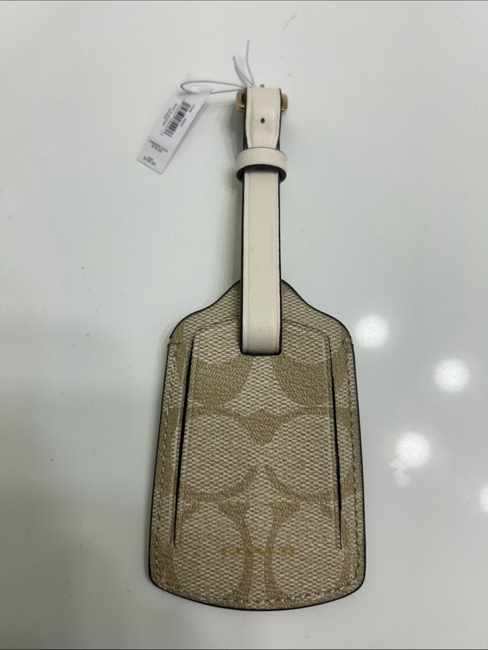 Coach Beige & Chalk Signature Canvas Luggage Tag NWT